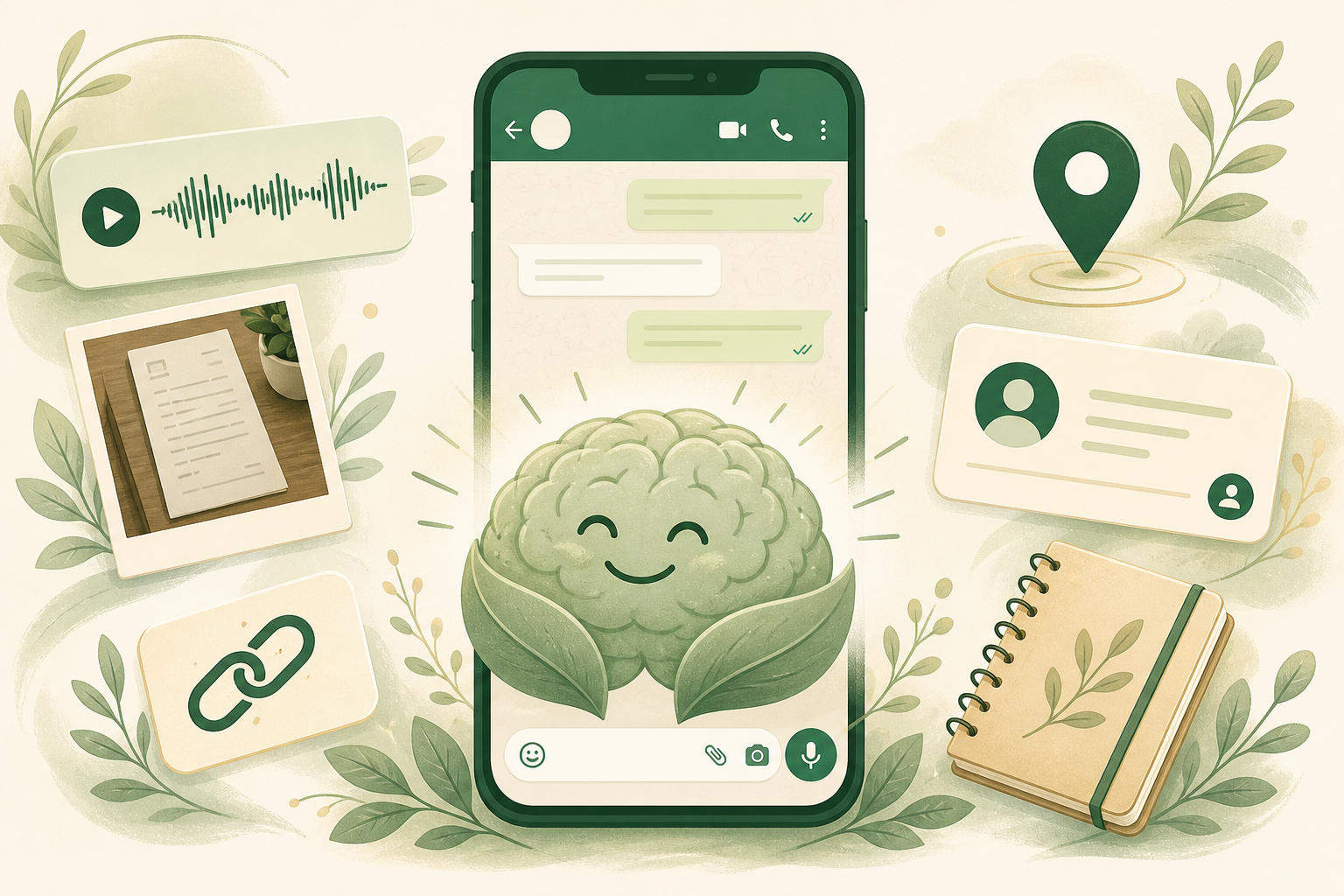 Tavi on WhatsApp — memory companion for notes, voice, links, and photos